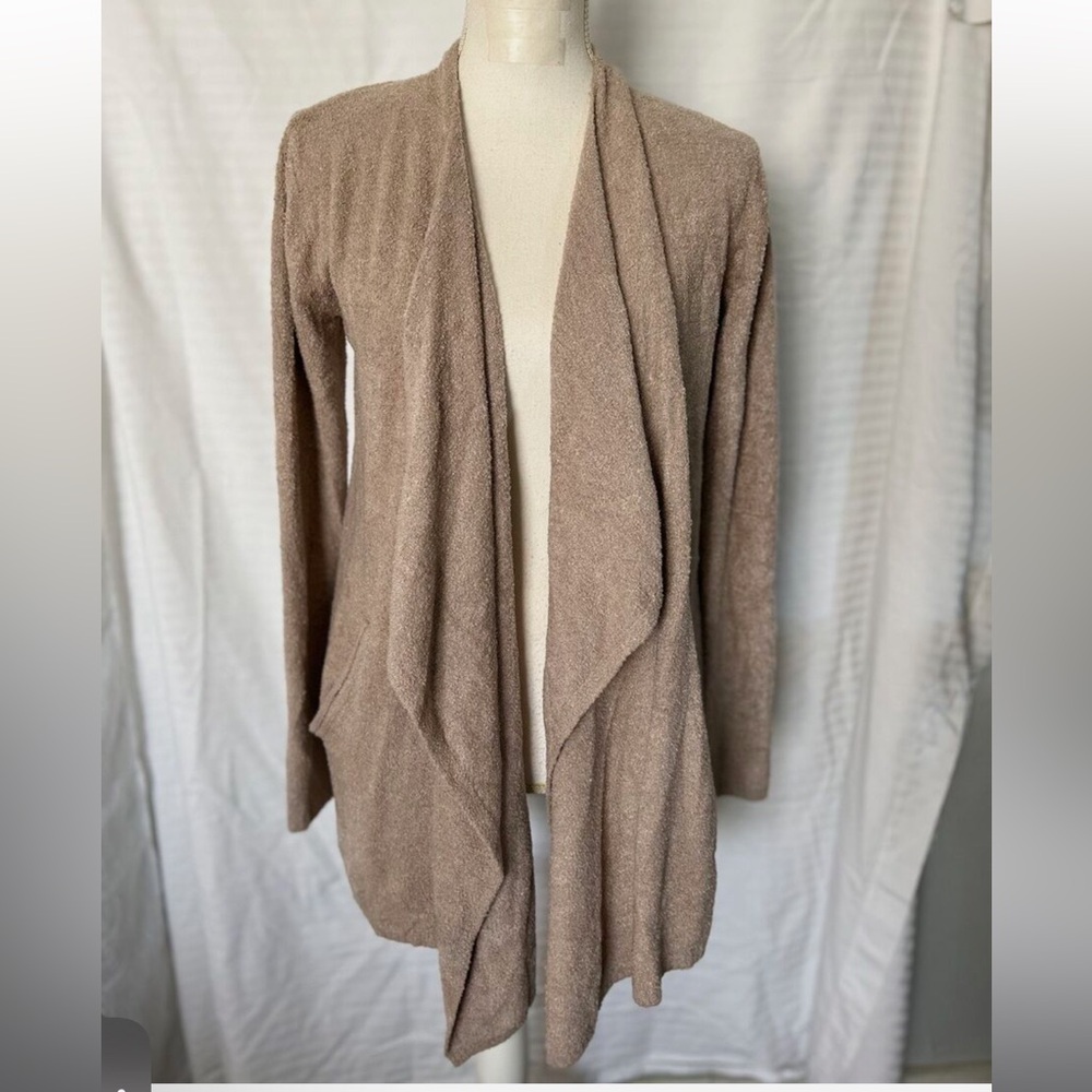 Barefoot Dreams Cozychic Lite Island Wrap Cardigan Style 903 Pockets Taupe S/M